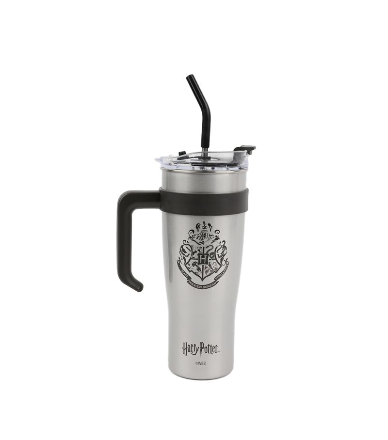 Harry Potter Hogwarts Silver Single Wall Steel Tumbler With Handle 1.6l