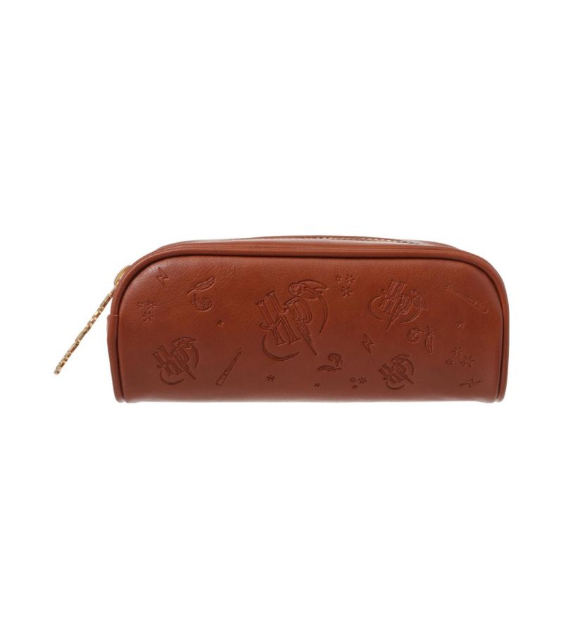 Harry Potter Brown Hogwarts Embossed Gold Stamp Stationery Case