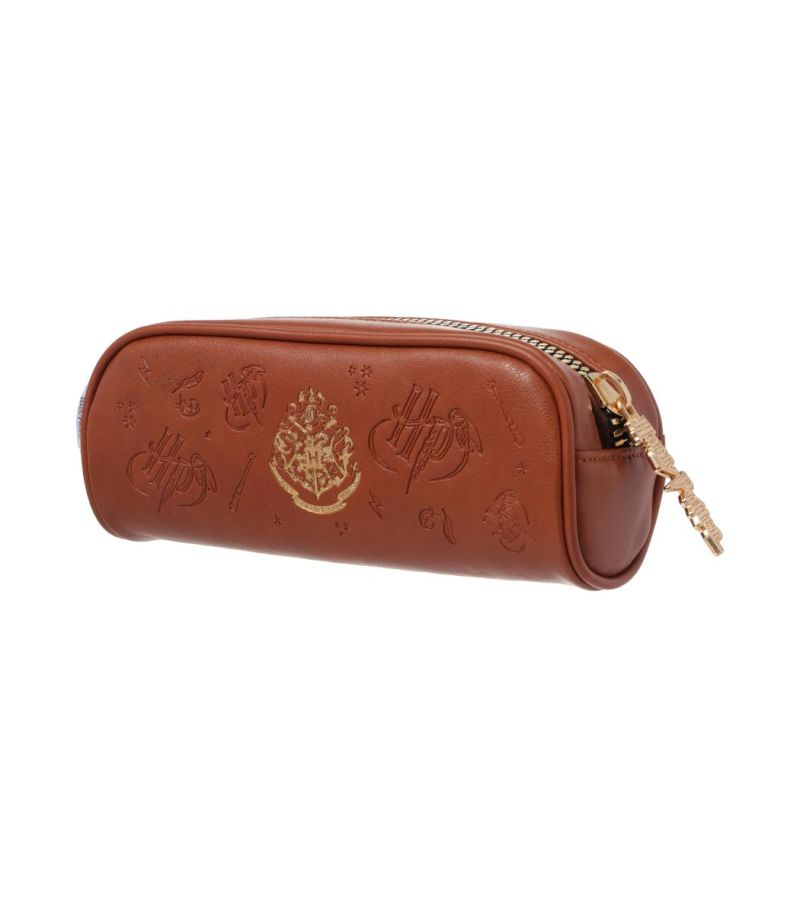 Harry Potter Brown Hogwarts Embossed Gold Stamp Stationery Case