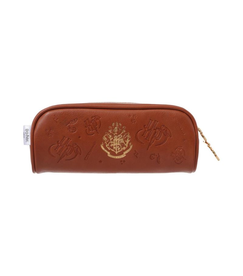 Harry Potter Brown Hogwarts Embossed Gold Stamp Stationery Case