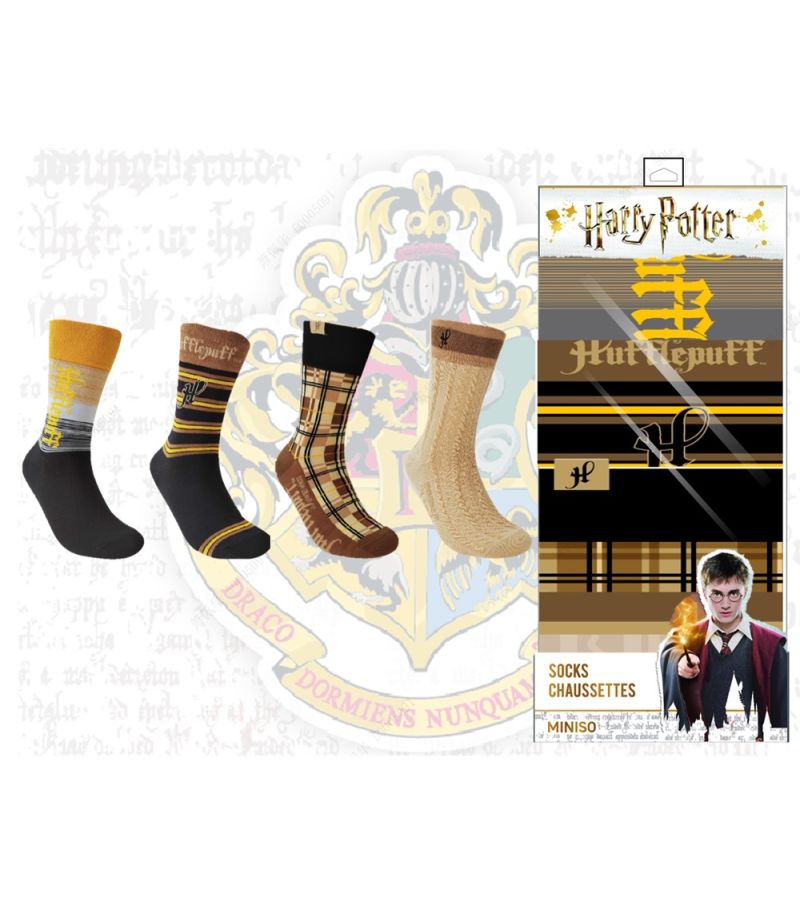 Harry Potter Hufflepuff 4 Pairs Crew Socks in Box