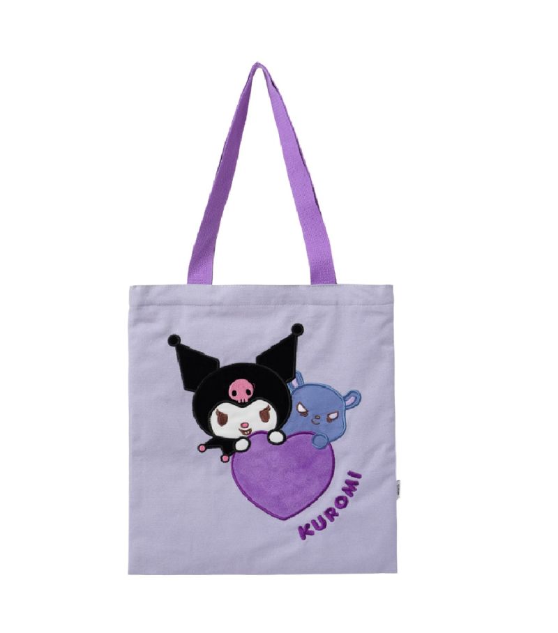  Sanrio Kuromi Purple Heart Plush Tote Bag 