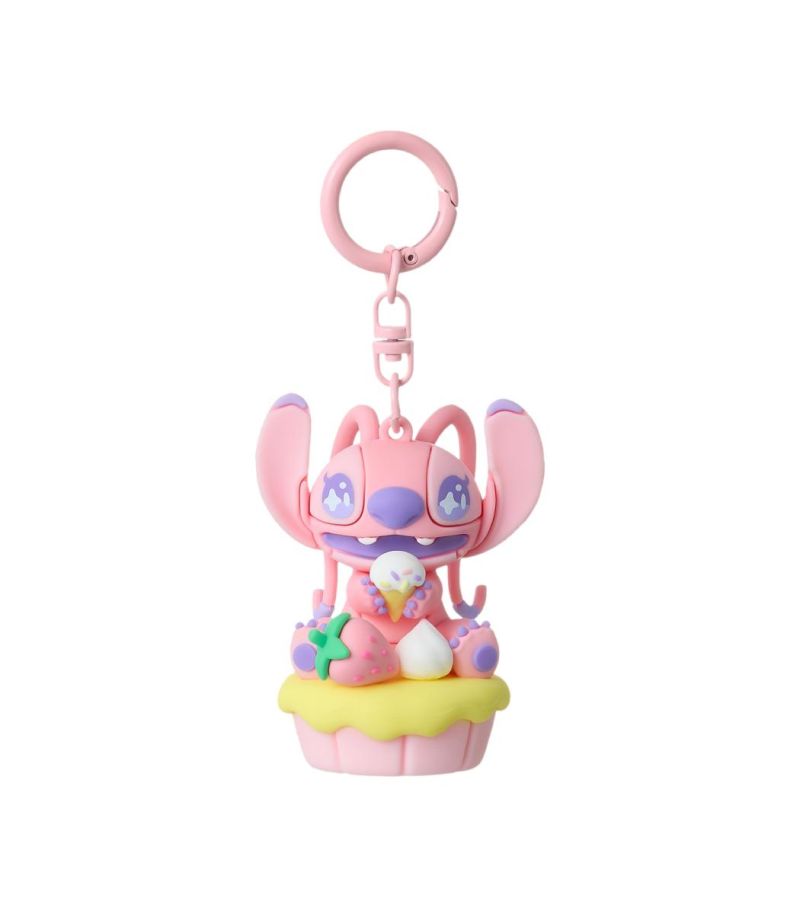 Disney Stitch Dinner Party Strawberry Cupcake Keychain Angel