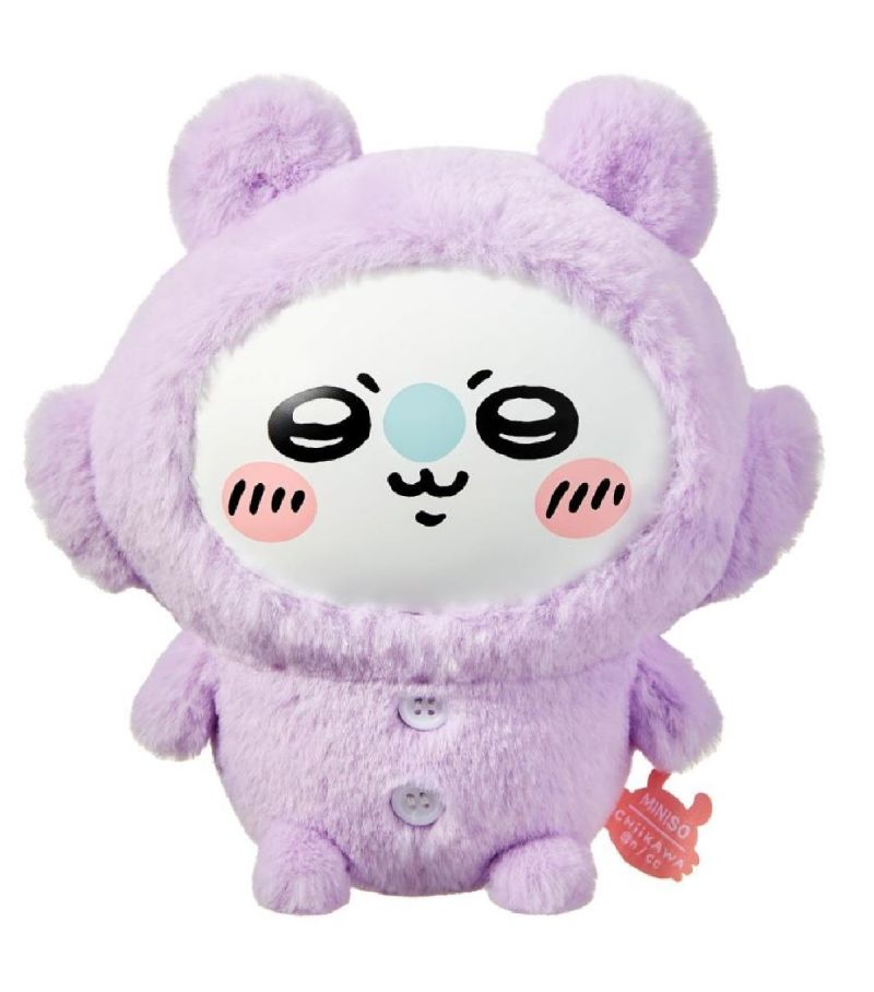 Chiikawa Momonga Pajama Vinyl Face Plush Soft Toy In Drawstring Bag