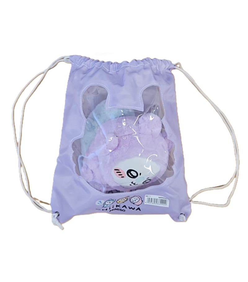 Chiikawa Momonga Pajama Vinyl Face Plush Soft Toy In Drawstring Bag