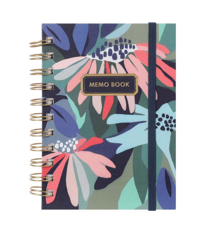 Floral Dark Blue A5 Memo Book