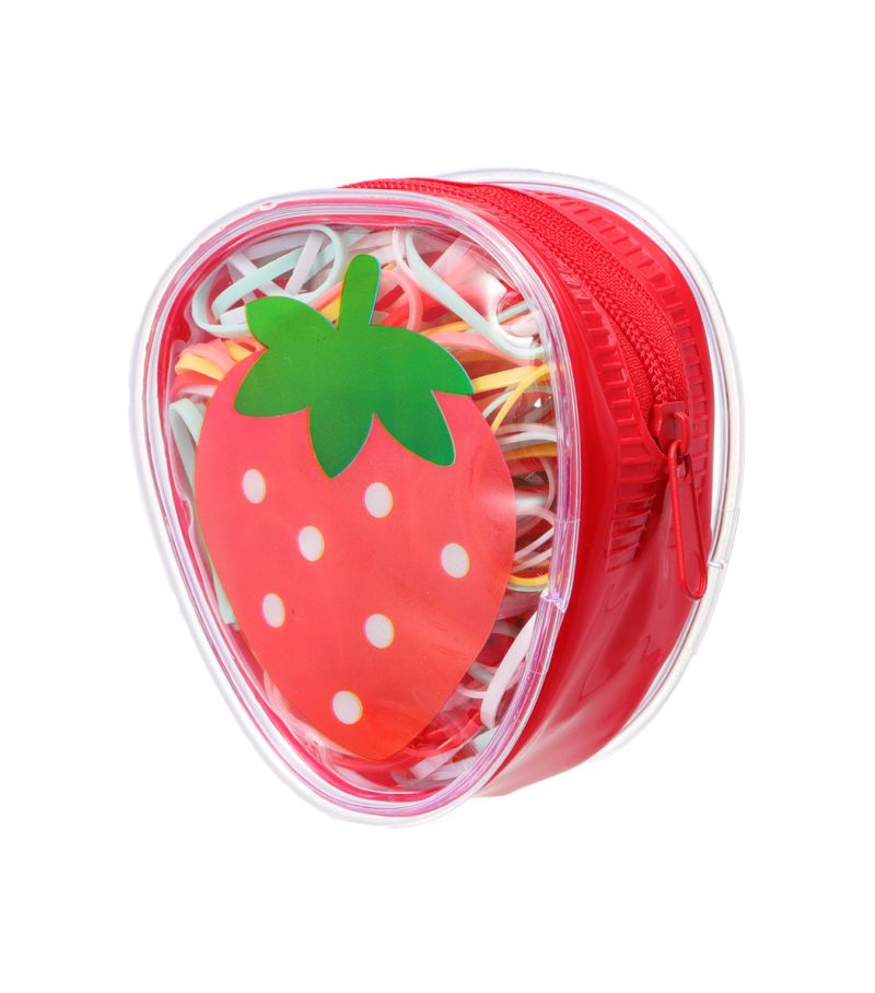 MINISO Pack Of 200 Disposable Hair Ties In Strawberry Storage Bag
