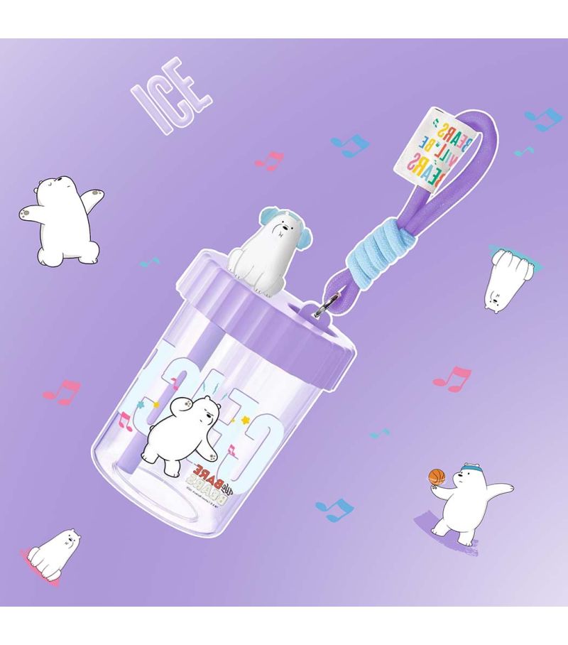 We Bare Bears Ice Bear Seaside Music Festival Plastic Bottle with Strap 520ml