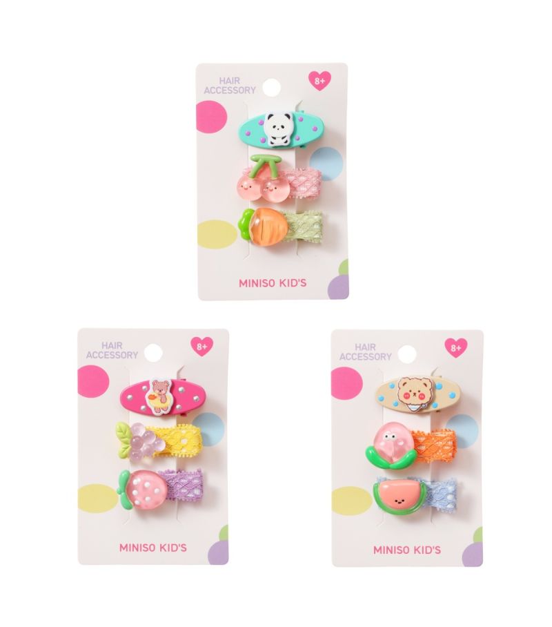 MINISO Fun Fruit Hair Clips Pack Of 3 (Assorted Colours)