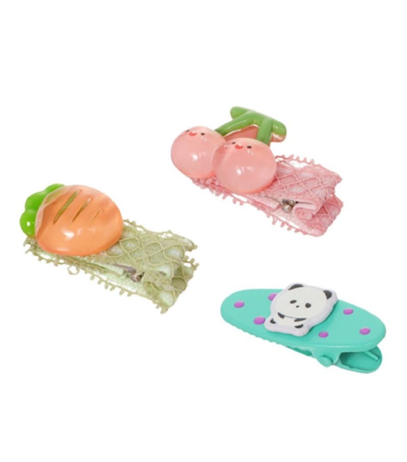 MINISO Fun Fruit Hair Clips Pack Of 3 (Assorted Colours)
