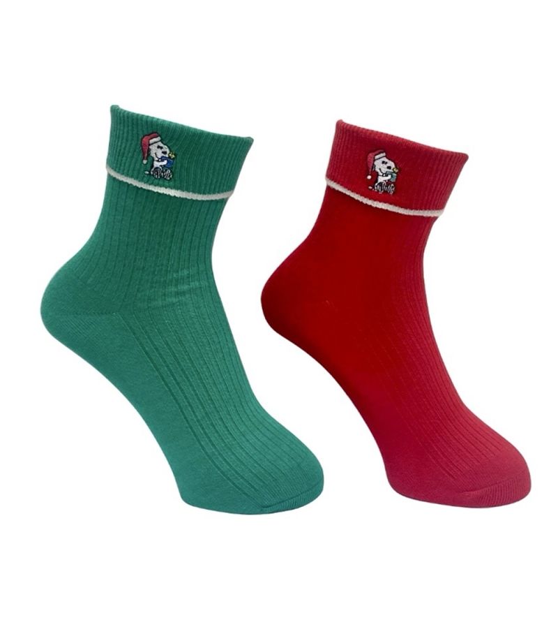 Snoopy Christmas Embroidery Character Crew Socks UK Size 5-7.5 (Assorted Styles)