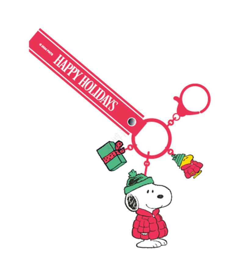 Snoopy Christmas Happy Holidays Red Phone Charm Strap
