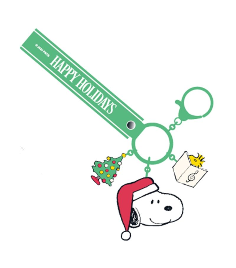 Snoopy Christmas Happy Holidays Green Phone Charm Strap Keychain