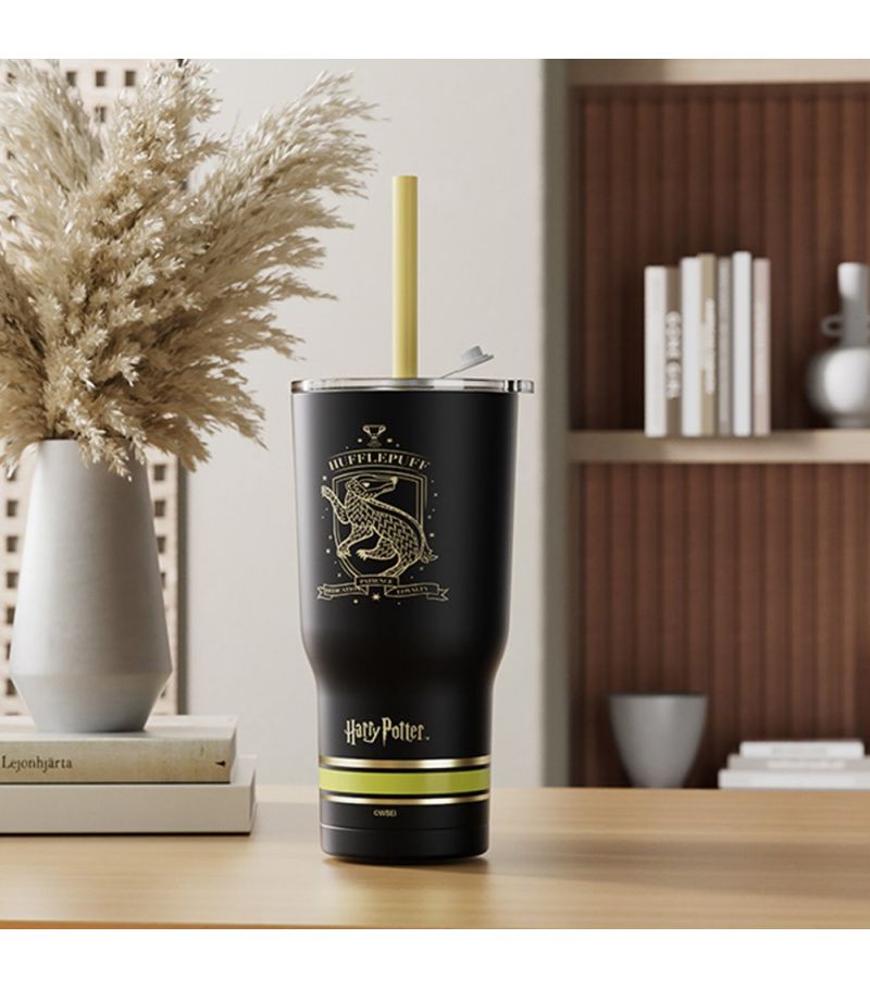 Harry Potter Black Steel Tumbler with Charm & Straw 580ml