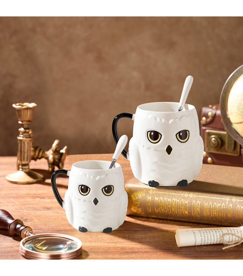 Harry Potter Hedwig Owl Shape Ceramic Cup & Spoon 430ml