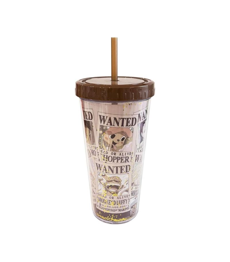 One Piece Classic Collection Wanted Double Wall Plastic Tumbler & Straw 420ml