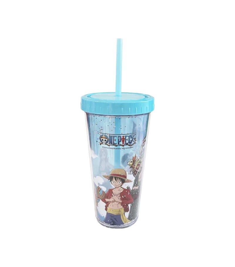 One Piece Classic Collection Double Wall Plastic Tumbler & Straw 420ml