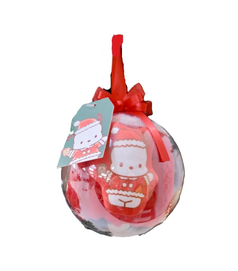 Sanrio Pochacco Christmas Crew Socks In Tree Decoration Bauble UK Size 4.5-6.5