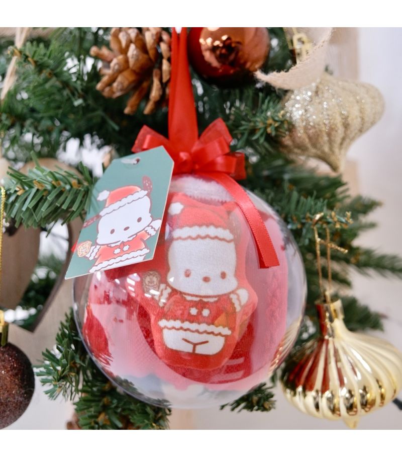 Sanrio Pochacco Christmas Crew Socks In Tree Decoration Bauble UK Size 4.5-6.5