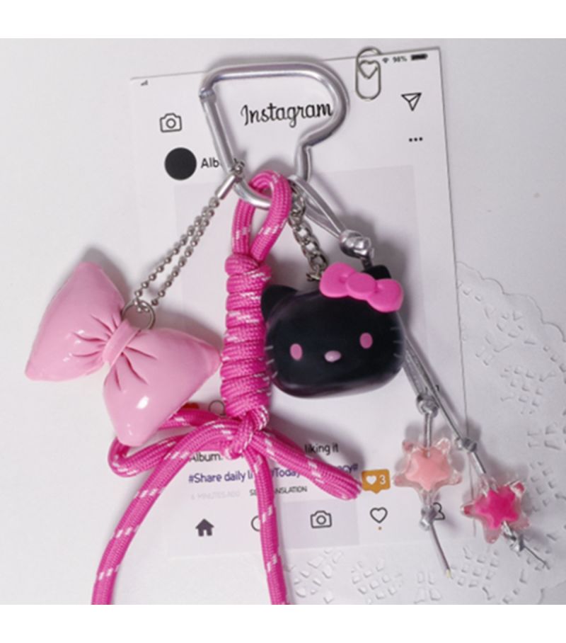 Sanrio Hello Kitty & Friends Hello Kitty Black & Pink Cute Face Pendant