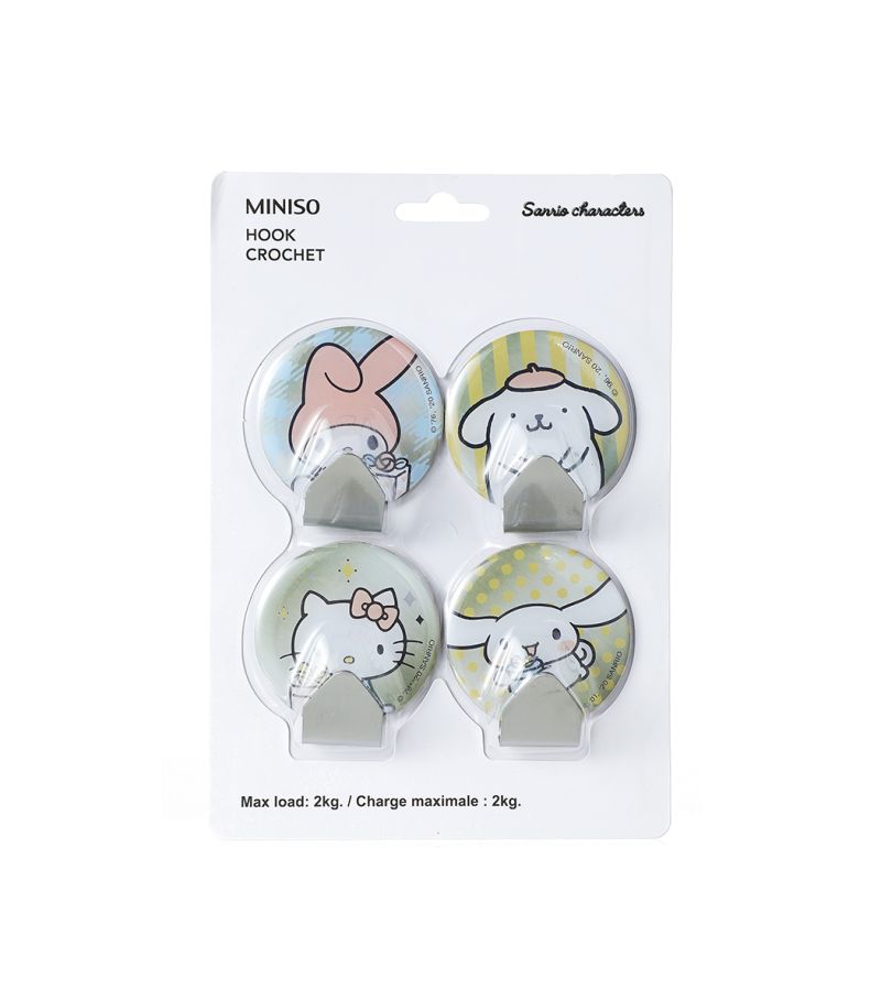 Sanrio Hello Kitty & Friends Round Iron Hooks 4 Piece Set