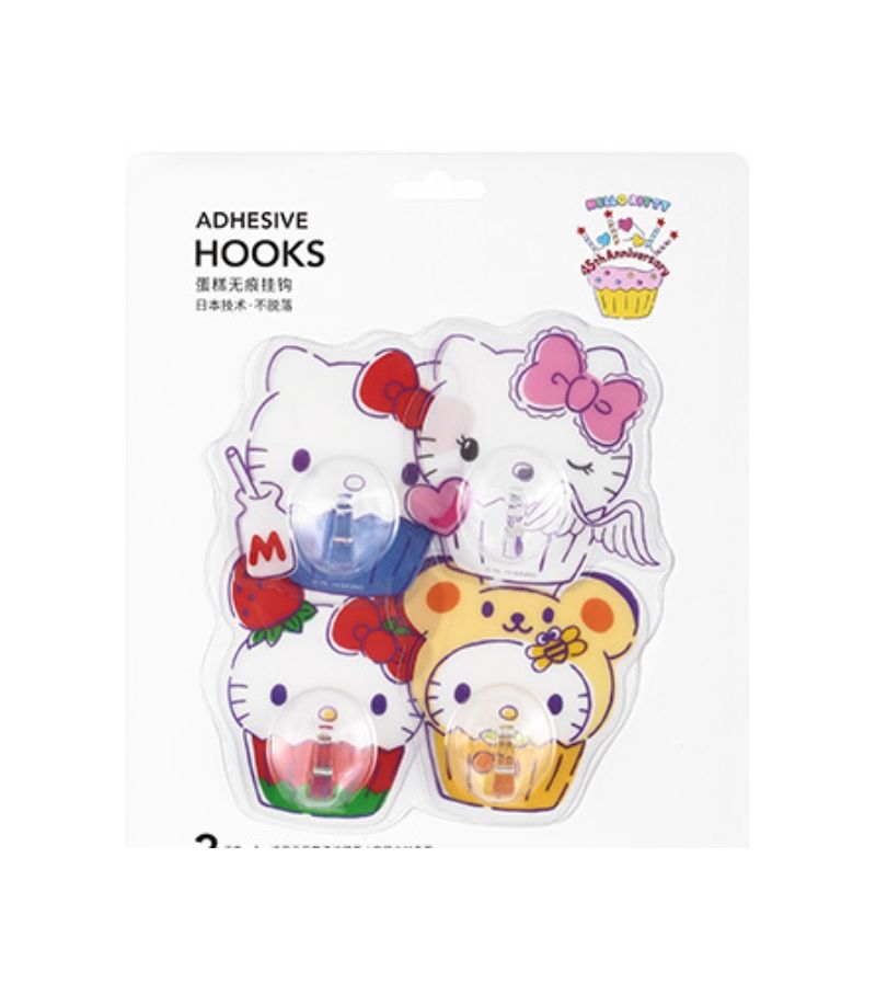 Sanrio Hello Kitty & Friends Adhesive Hooks 4 Pack
