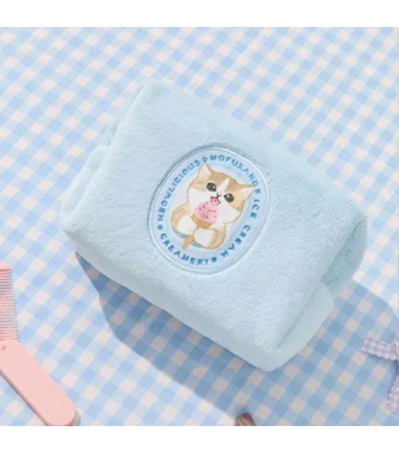 Mofusand Ice Cream Collection Blue Plush Cosmetic Bag