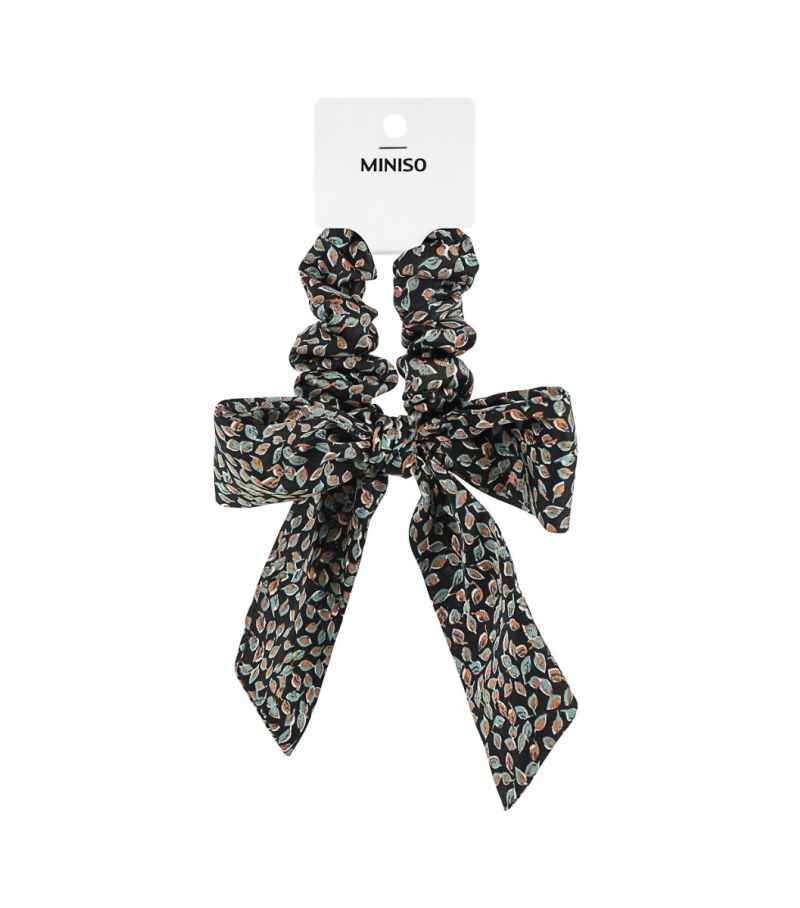 MINISO Printed Dark Green Bow Hairband