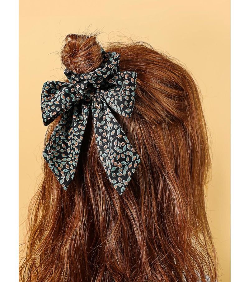 MINISO Printed Dark Green Bow Hairband