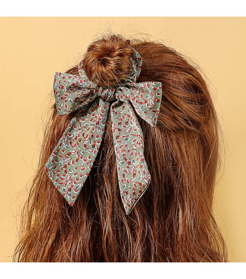 MINISO Printed Leaf Pattern Hair Bow 