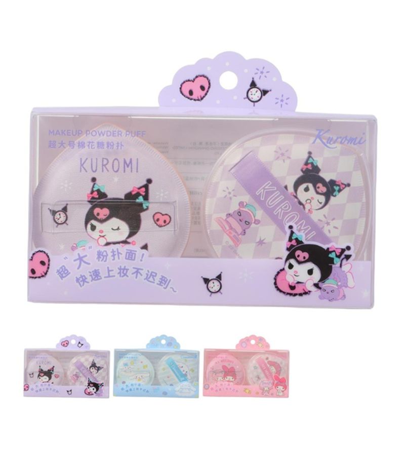 Sanrio Hello Kitty & Friends Extra Large 2 Pack Makeup Powder Puffs & Container (Assorted Characters)
