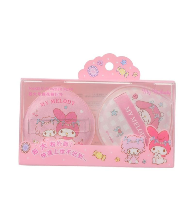 Sanrio Hello Kitty & Friends Extra Large 2 Pack Makeup Powder Puffs & Container (Assorted Characters)
