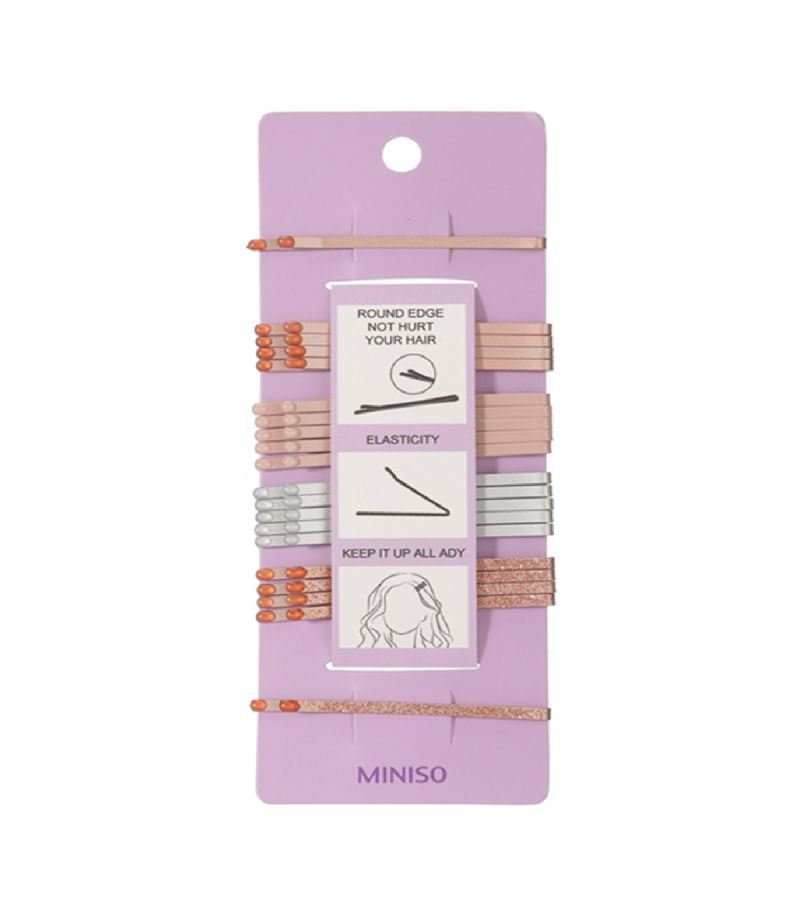 MINISO Rose Gold Hair Clips Pack Of 20