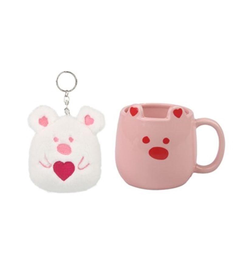 Pink Romance Series Ceramic Mug Set 400ml Cute Bear
