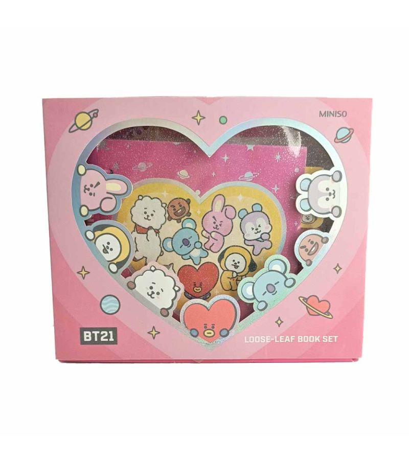 BT21 Collection Pink Stationery Set 80 Sheet Wire Bound Notebook