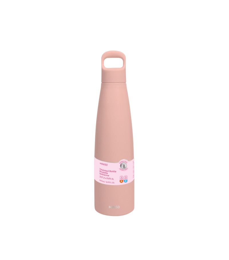 MINISO Colorful Series Lilac Double Walled Insulated Water Bottle 500ml
