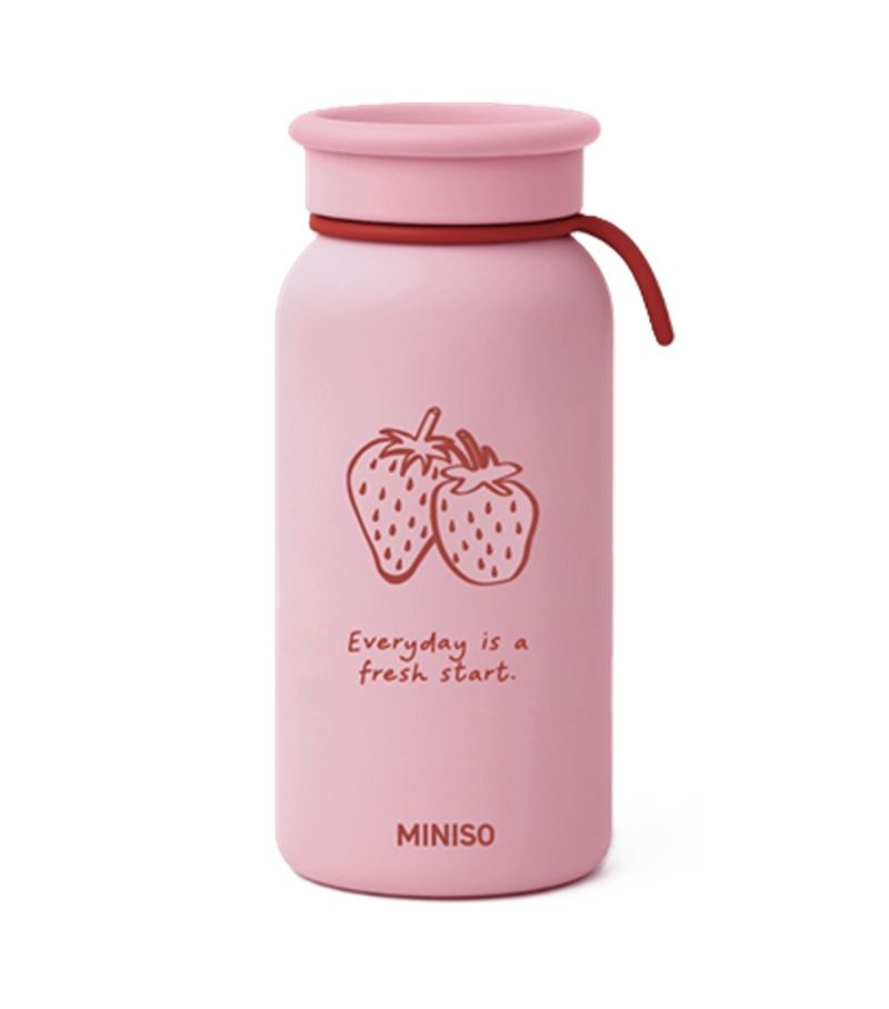 MINISO Strawberry Series Pink Double Walled Insulated Water Bottle