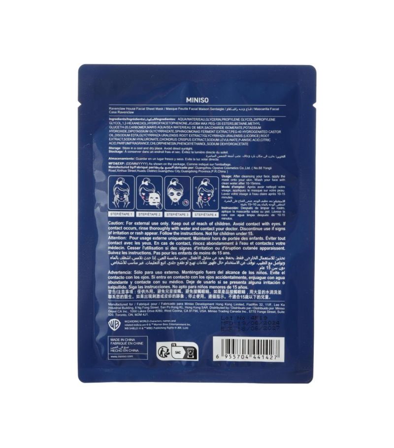 Harry Potter Ravenclaw House Color Facial Sheet Mask
