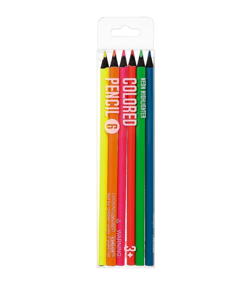 MINISO Neon Highlighters 6 Pack Coloured Pencils