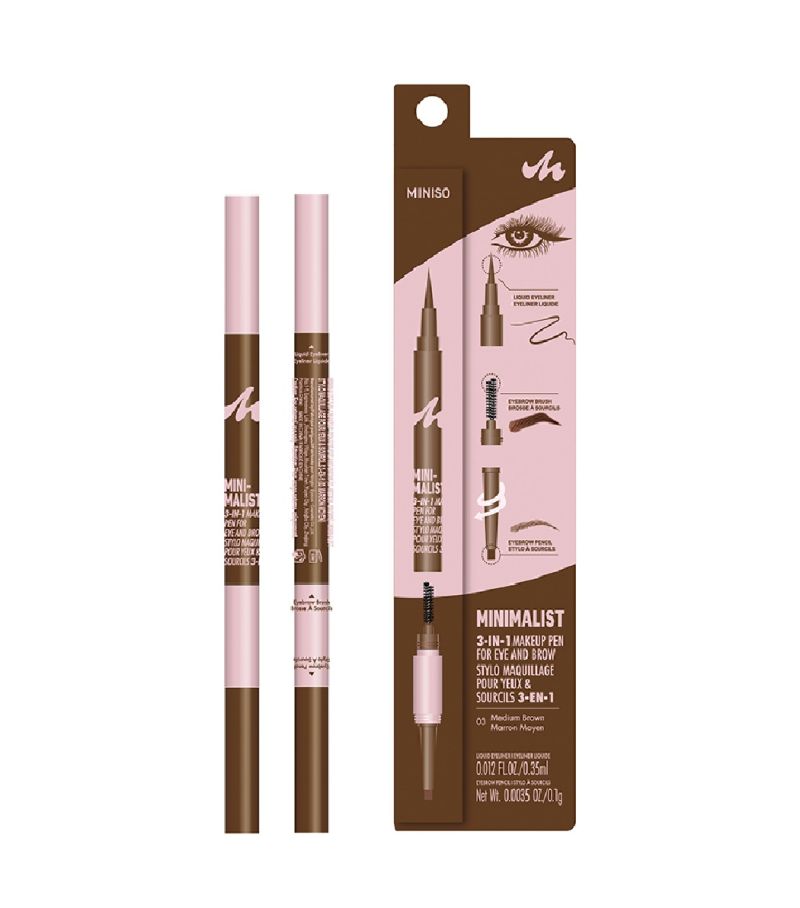 MINISO Dual-Ended Tool Makeup Pen Eyebrow Brown 