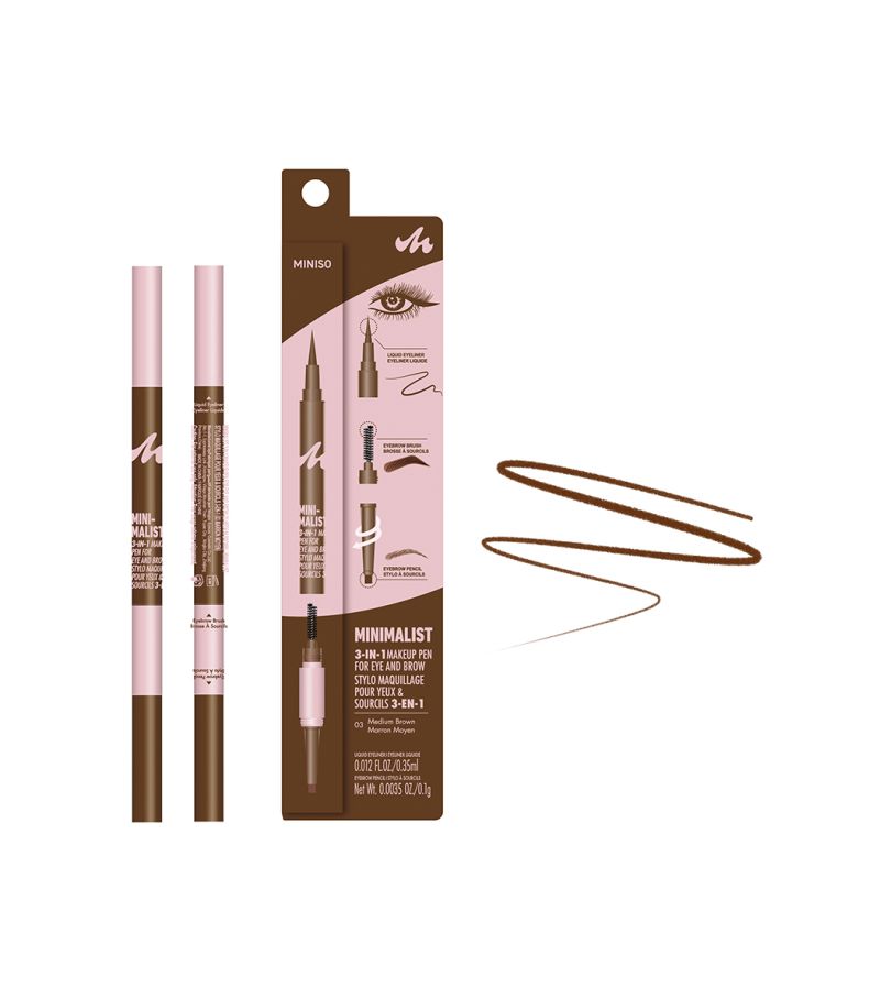 MINISO Dual-Ended Tool Makeup Pen Eyebrow Brown 