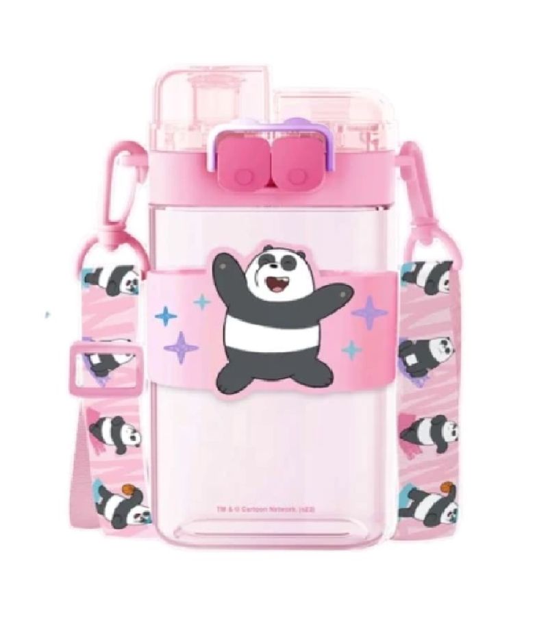 We Bare Bears Panda Bear Music Festival Plastic Water Bottle With Strap 560ml