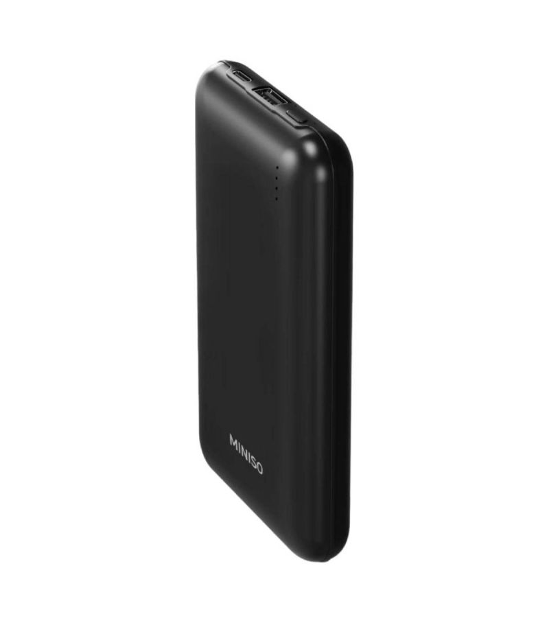 MINISO 10000mAh Black Mini Power Bank with Dual Cables 