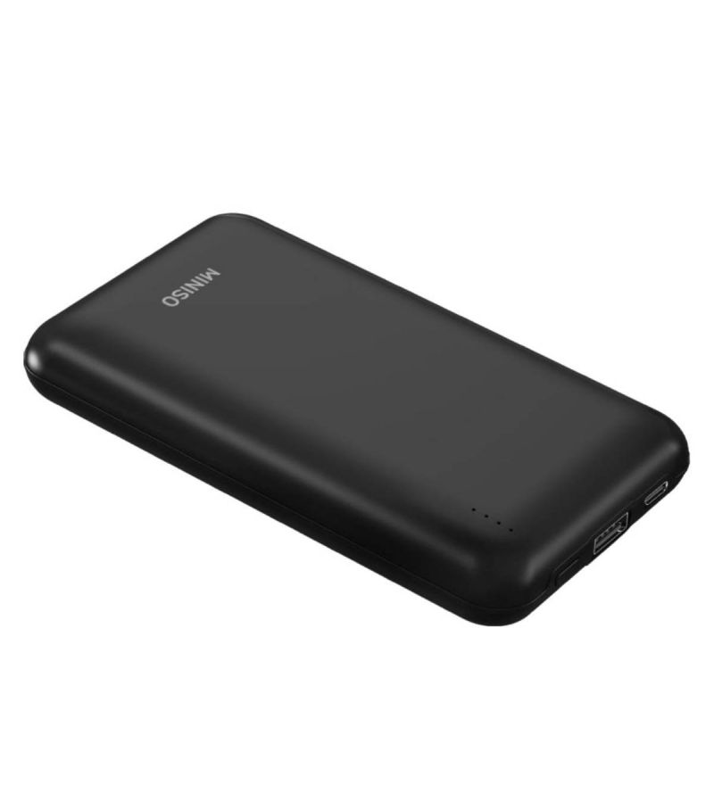 MINISO 10000mAh Black Mini Power Bank with Dual Cables 