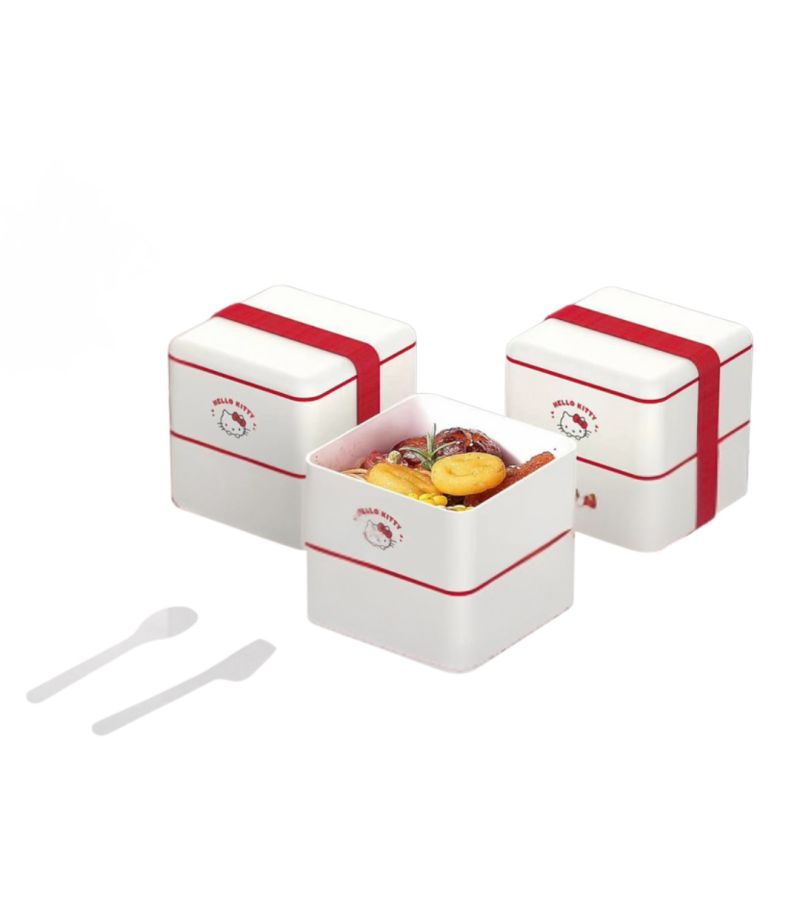 Sanrio Hello Kitty Apple Collection Square Double Layered Bento Box 1600ml