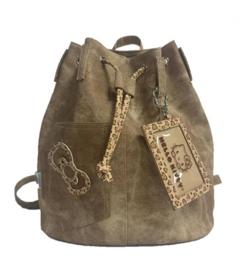 Sanrio Hello Kitty & Friends Leopard Print Brown Drawstring Backpack