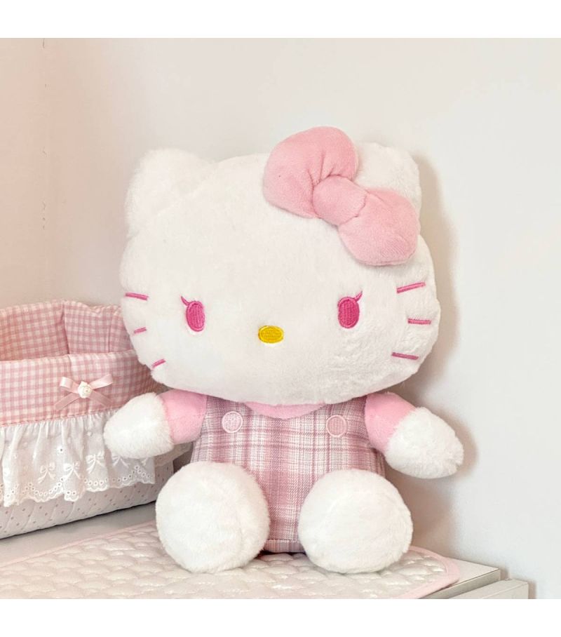 Sanrio Hello Kitty & Friends Hello Kitty Pink Tartan 10 Inch Sitting Plush Soft Toy