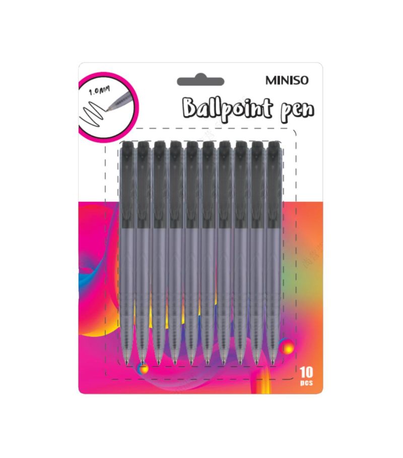 Retractable Ballpoint Pen (10 Pack, Black)