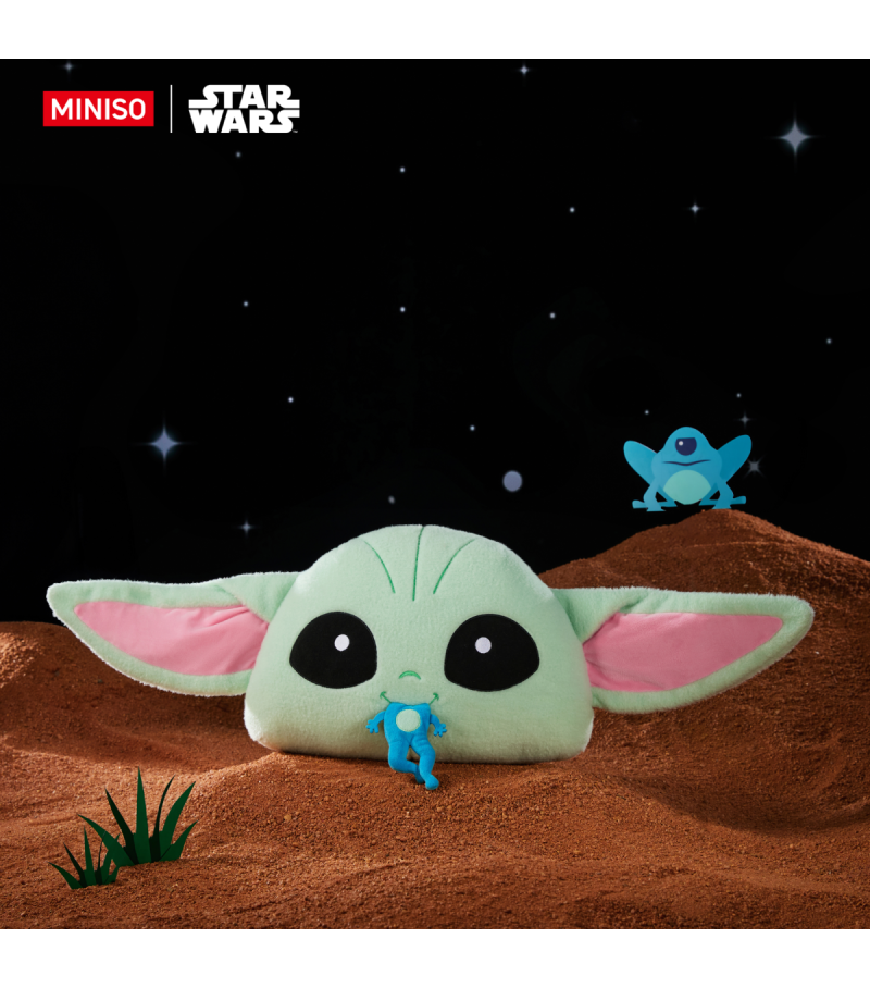 Star Wars Grogu Head Frog Eating 16 Inch Pillow
