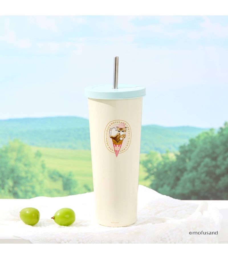 Mofusand Ice Cream Collection Yellow Tumbler & Straw